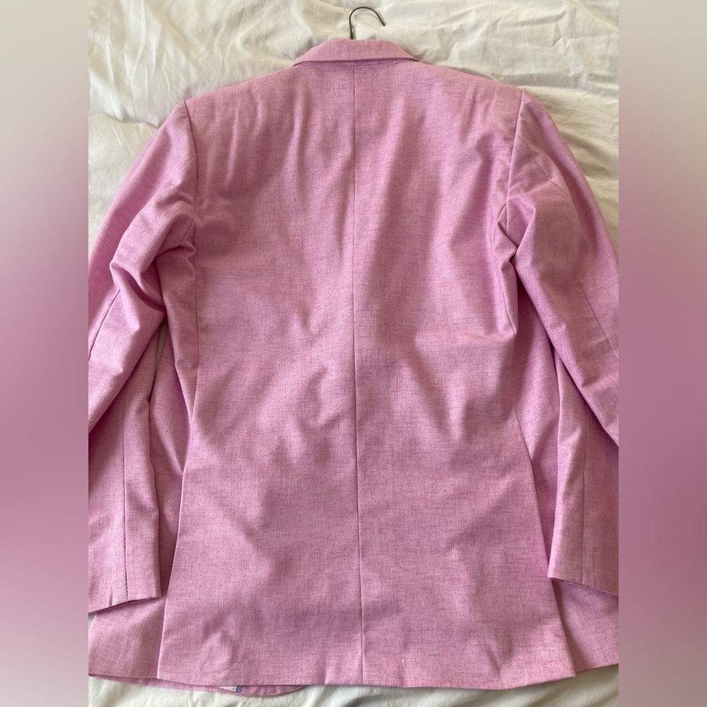 Men Linen Suit, 2 Piece - Pink - Picture 6 of 14